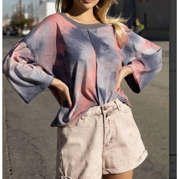 NEW POL tie dye top in indigo pink blend - Picture 1 of 1